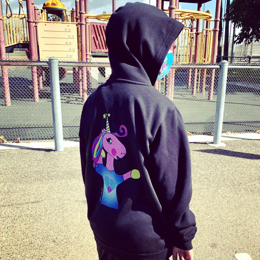 Kara the Unicorn, Premium Youth Unisex Full-Zip Hoodie Hoodie, this kid.activist product gives back to your choice of non-profits!