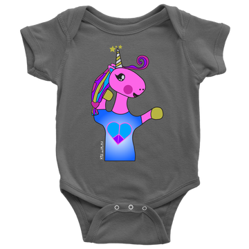 Unicorn, Premium Baby Bodysuit - Navy/Asphalt T-shirt, this kid.activist product gives back to your choice of non-profits!
