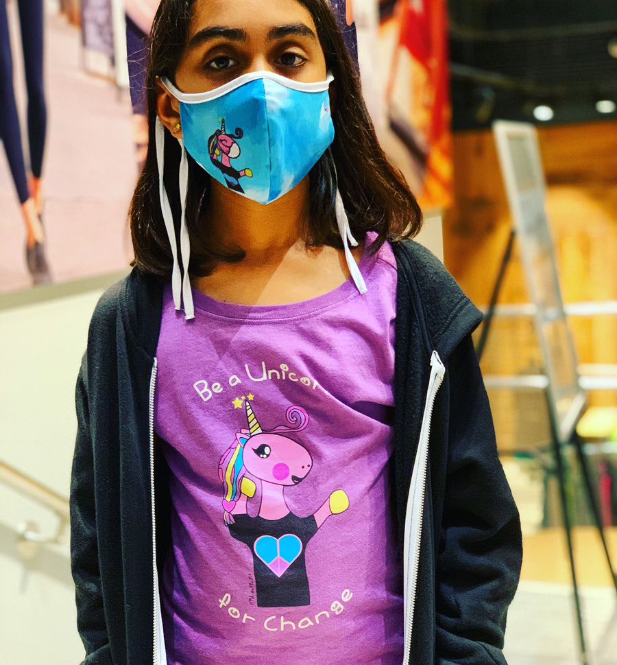 Unicorn For Change, Premium Youth Girls Tee - Purple Berry Shirt, this kid.activist product gives back to your choice of non-profits!