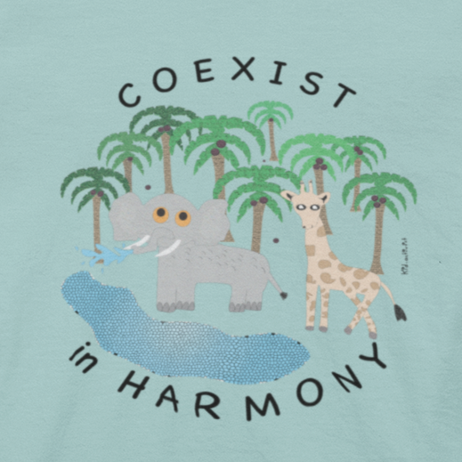 Coexist in Harmony - Youth - Vintage Pigment Dyed Unisex Tee tshirts, this kid.activist product gives back to your choice of non-profits!