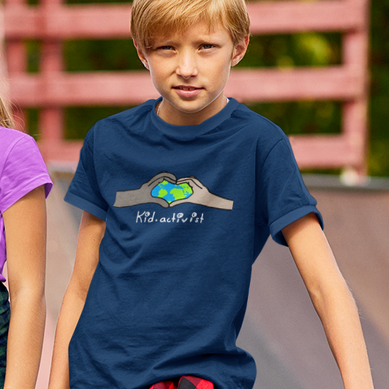 DISCONTINUED - Love EARTH, Premium Youth Unisex Tee T-shirt, this kid.activist product gives back to your choice of non-profits!