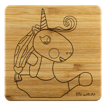 EcoFriendly Bamboo Coasters, Unicorn Coasters, this kid.activist product gives back to your choice of non-profits!