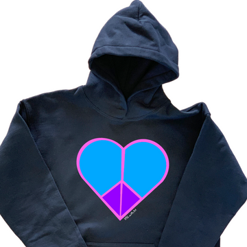 Peace Heart, Heavy-blend Youth Unisex Hoodie - Navy Hoodie, this kid.activist product gives back to your choice of non-profits!