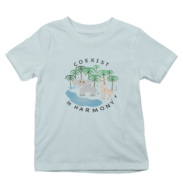 Coexist In Harmony - Toddler - 100% Organic Cotton USA 🇺🇸 Made Tee tshirts, this kid.activist product gives back to your choice of non-profits!
