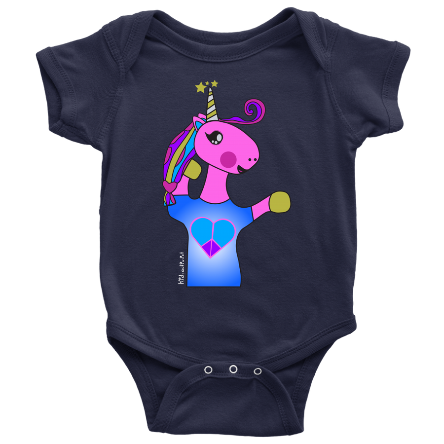 Unicorn, Premium Baby Bodysuit - Navy/Asphalt T-shirt, this kid.activist product gives back to your choice of non-profits!