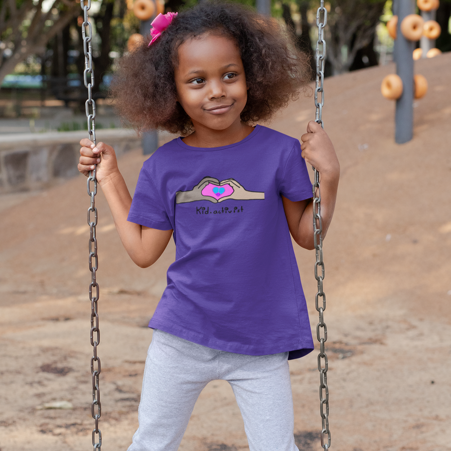 Hands on Heart, Premium Youth Unisex Tee Shirt, this kid.activist product gives back to your choice of non-profits!