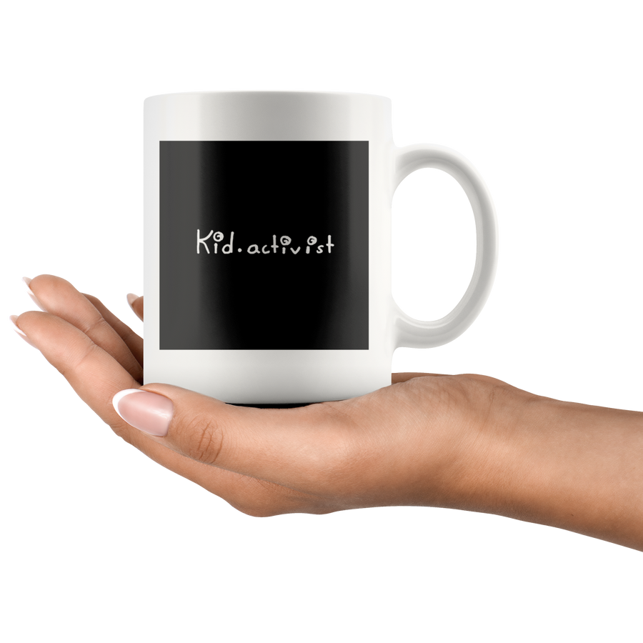 Mug: Kid.activist logo, Dishwasher and Microwave safe Drinkware, this kid.activist product gives back to your choice of non-profits!